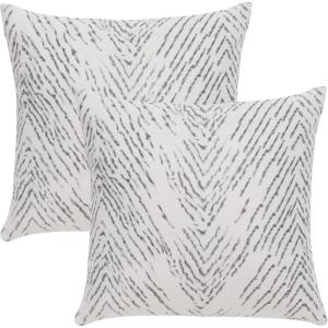SAFAVIEH Home Collection Zecora Ivory/Black Velvet Chevron 17-inch Square Decorative Accent Throw Pillow with Insert (Set of 2)(Ivory/Black)