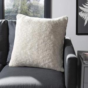 SAFAVIEH Home Ralen Light Natural Lurex Knit 20-inch Decorative Pillow Pillow, 22″x22″, Grey/Gold(Natural / Silver)