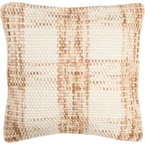 SAFAVIEH Pillow Collection Woven Plaid 20″ Throw, Eggshell Blend(Eggshell Blend)