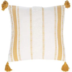 SAFAVIEH Polli 20-inch Mustard Yellow and Beige Tassel Decorative Throw Pillow