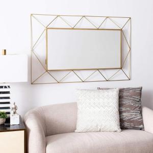 Safavieh Home Heath 47-inch High Gunmetal Rectangle Decorative Accent Mirror(Gold)