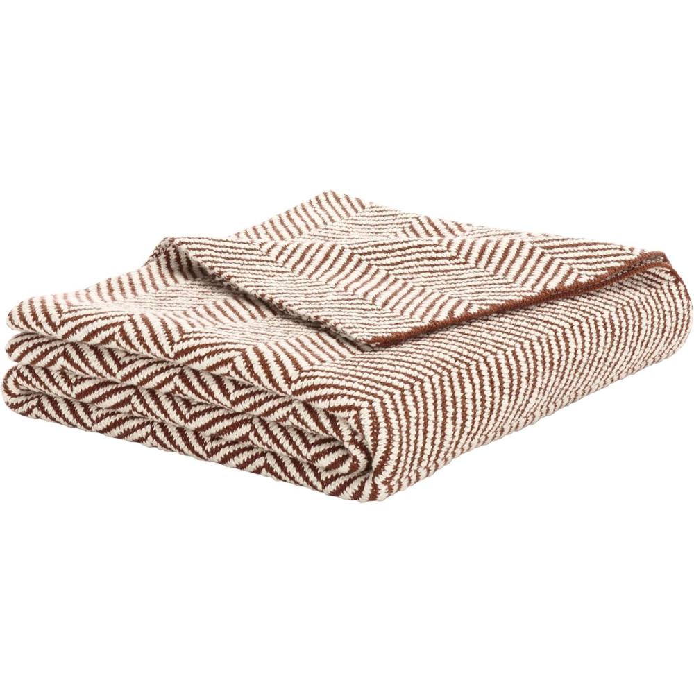 image:imageSAFAVIEH Home Collection Remea Cotton Throw Blanket 50 x 60 Beige amp Natural Decorative Bed amp Sofa Accent THR411A5060Beige