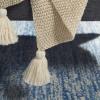 SAFAVIEH Home Collection Mari Boho Beige/Gold Cotton 50 x 60-inch Tassel Sofa Chaise Lounge Club Chair Living Room Bedroom Decorative Throw Blanket THR235A-5060