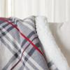 SAFAVIEH Home Collection Ribbon Plaid 50 x 60-inch Grey/Red Cotton & Sherpa Sofa Chaise Lounge Club Chair Living Room Bedroom Decorative Throw Blanket