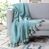 SAFAVIEH Home Collection Shae Aqua 50 x 70-inch Pom Pom Decorative Throw Blanket(Blue)