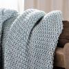SAFAVIEH Home Liliana 50 x 60-inch Knit Blanket Throw, Dull Blue/Natural