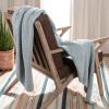 SAFAVIEH Home Liliana 50 x 60-inch Knit Blanket Throw, Dull Blue/Natural
