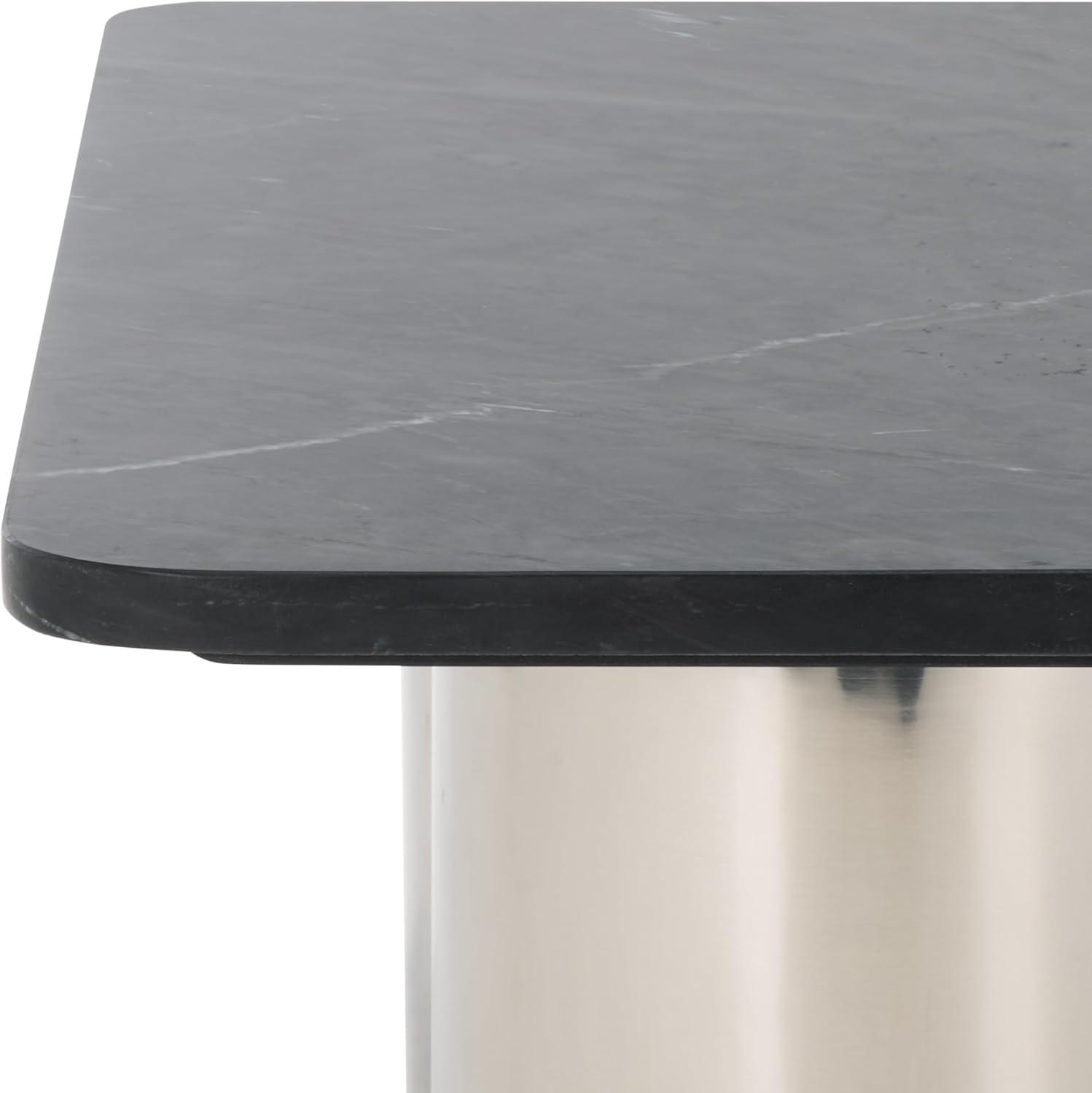 image:imageSAFAVIEH Couture Collection Belynda Black Marble Top Coffee Table with Chunky Chrome Stainless Steel Legs Modern Accent Cocktail Table SFV9740ABlackChrome