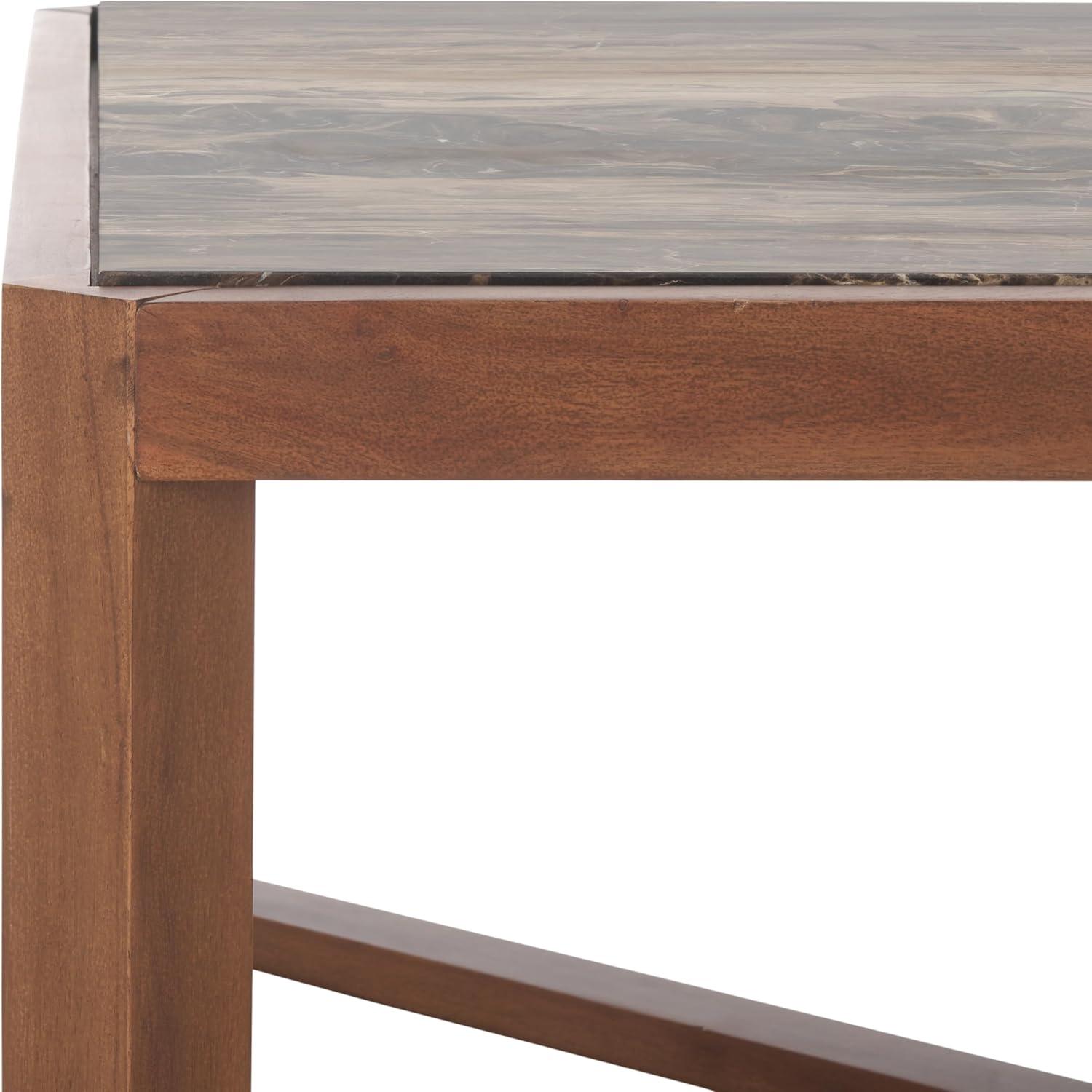 image:imageSAFAVIEH Couture Collection Bernardi Walnut amp Brown Marble Top Coffee Table with Solid Wood Base Modern Accent Cocktail Table SFV9744BWalnutBrown