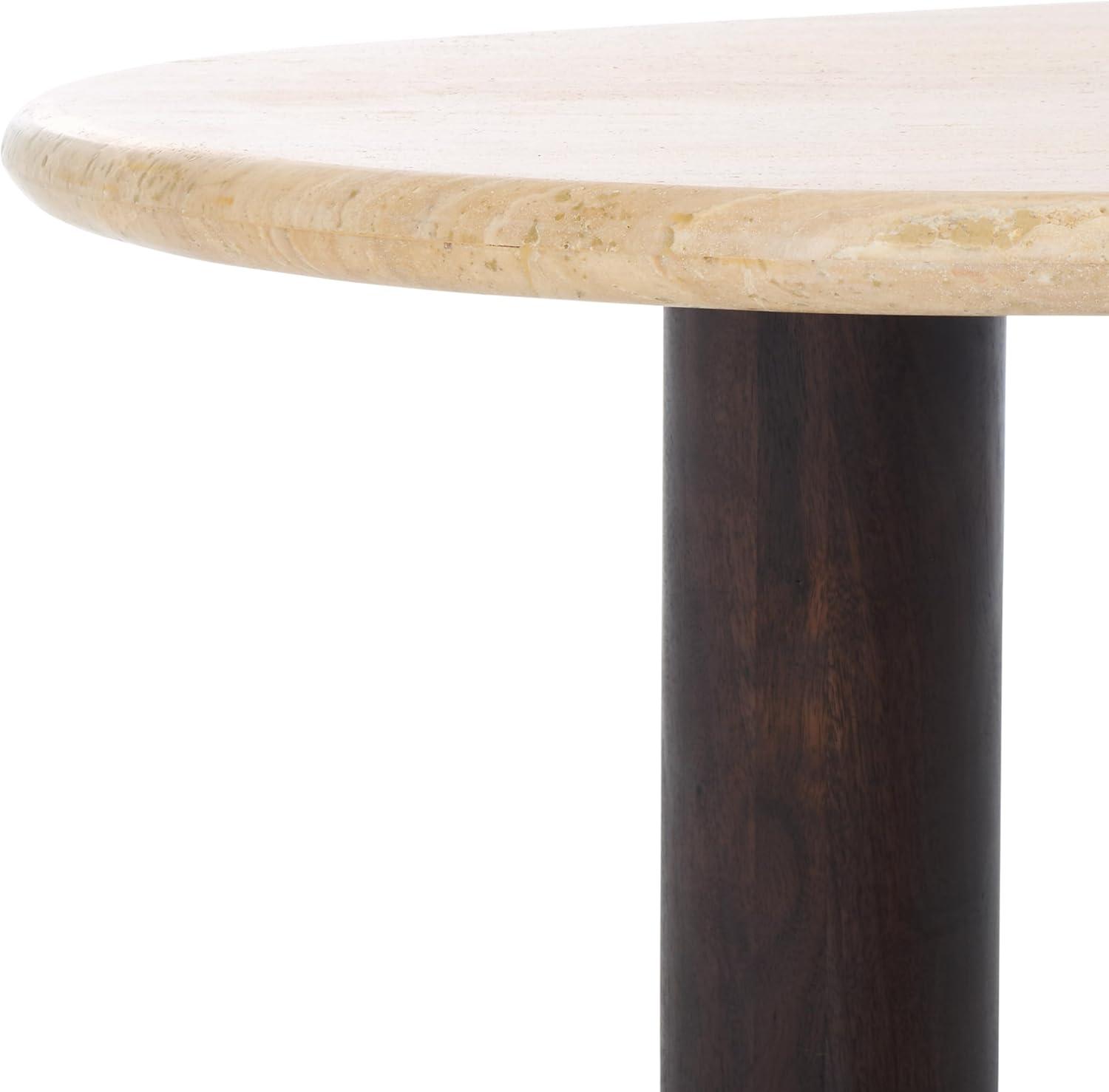 image:imageSAFAVIEH Couture Collection Celestyn Travertine Top Coffee Table with Walnut Solid Wood Legs Modern Accent Cocktail Table SFV9737ATravertineWalnut