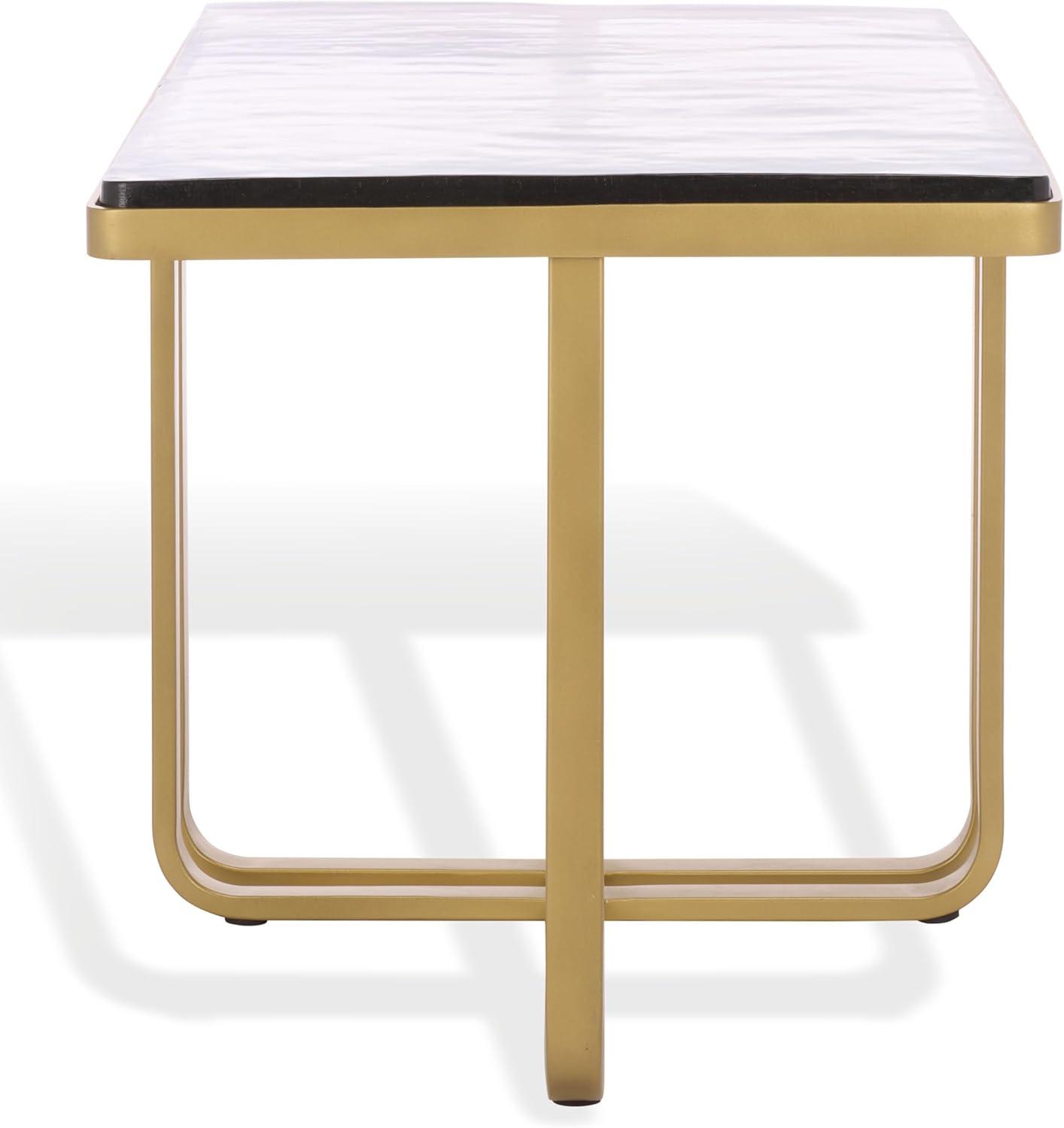 image:imageSAFAVIEH Couture Collection Dominic Cast Brass amp Clear Glass Rectangular Coffee Table Modern Accent Cocktail Table SFV7918ABrassClear