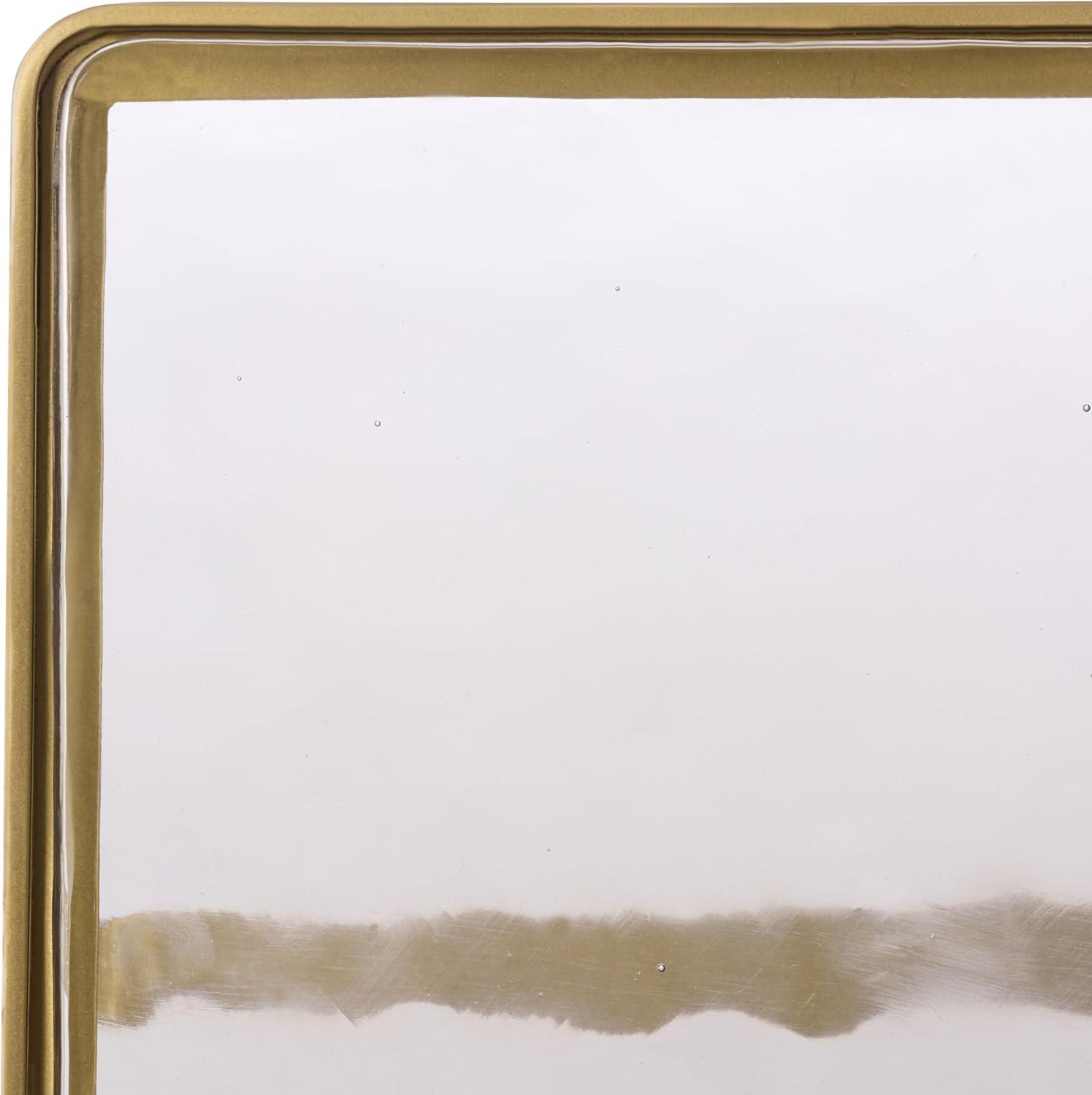 image:imageSAFAVIEH Couture Collection Dominic Cast Brass amp Clear Glass Rectangular Coffee Table Modern Accent Cocktail Table SFV7918ABrassClear