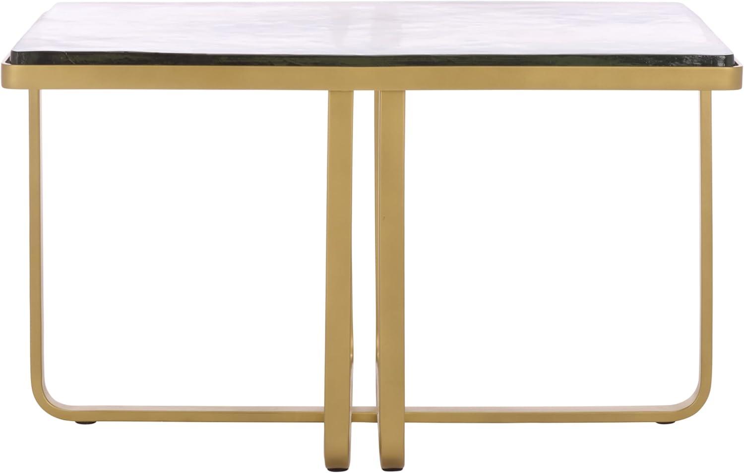 image:imageSAFAVIEH Couture Collection Dominic Cast Brass amp Clear Glass Rectangular Coffee Table Modern Accent Cocktail Table SFV7918ABrassClear
