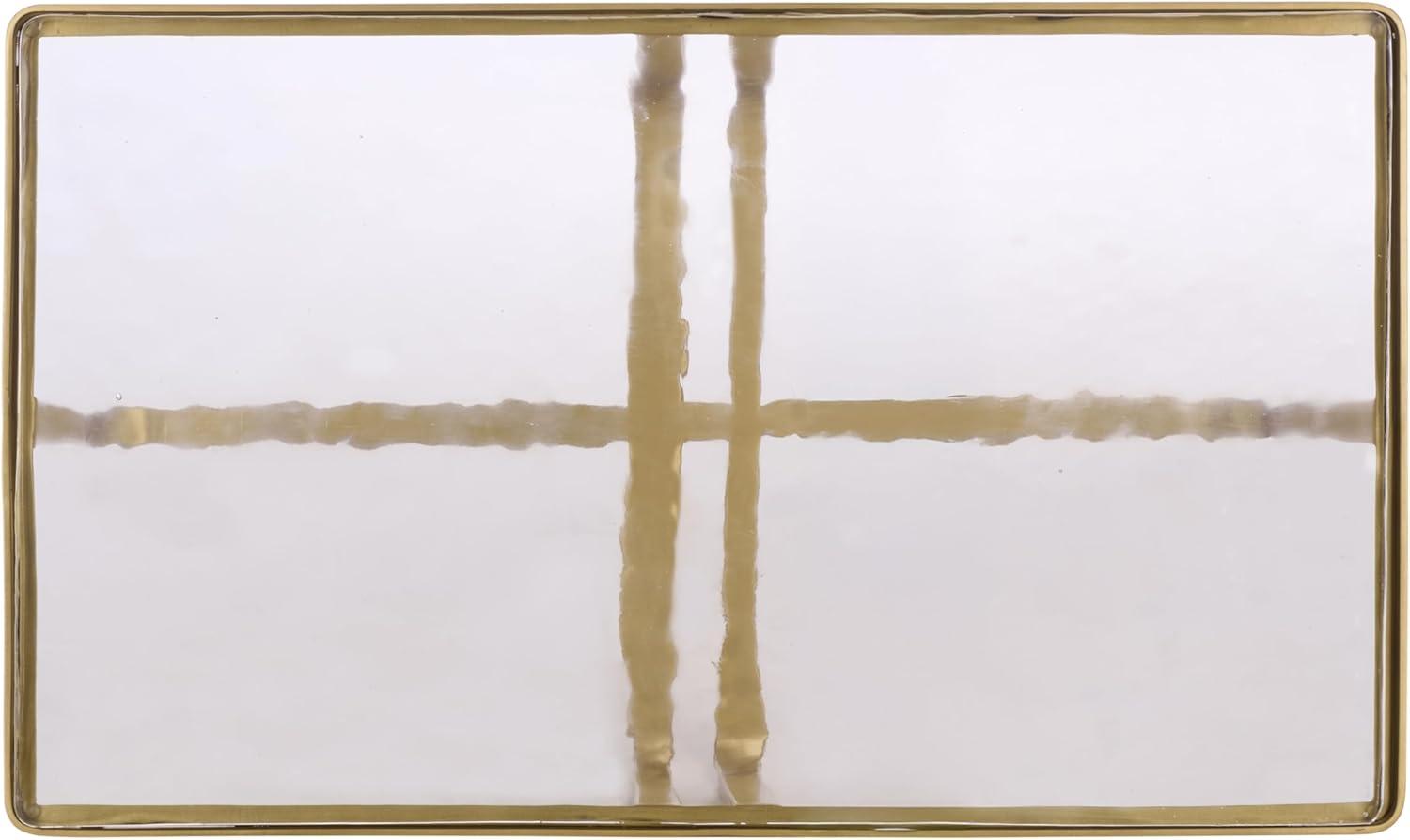 image:imageSAFAVIEH Couture Collection Dominic Cast Brass amp Clear Glass Rectangular Coffee Table Modern Accent Cocktail Table SFV7918ABrassClear