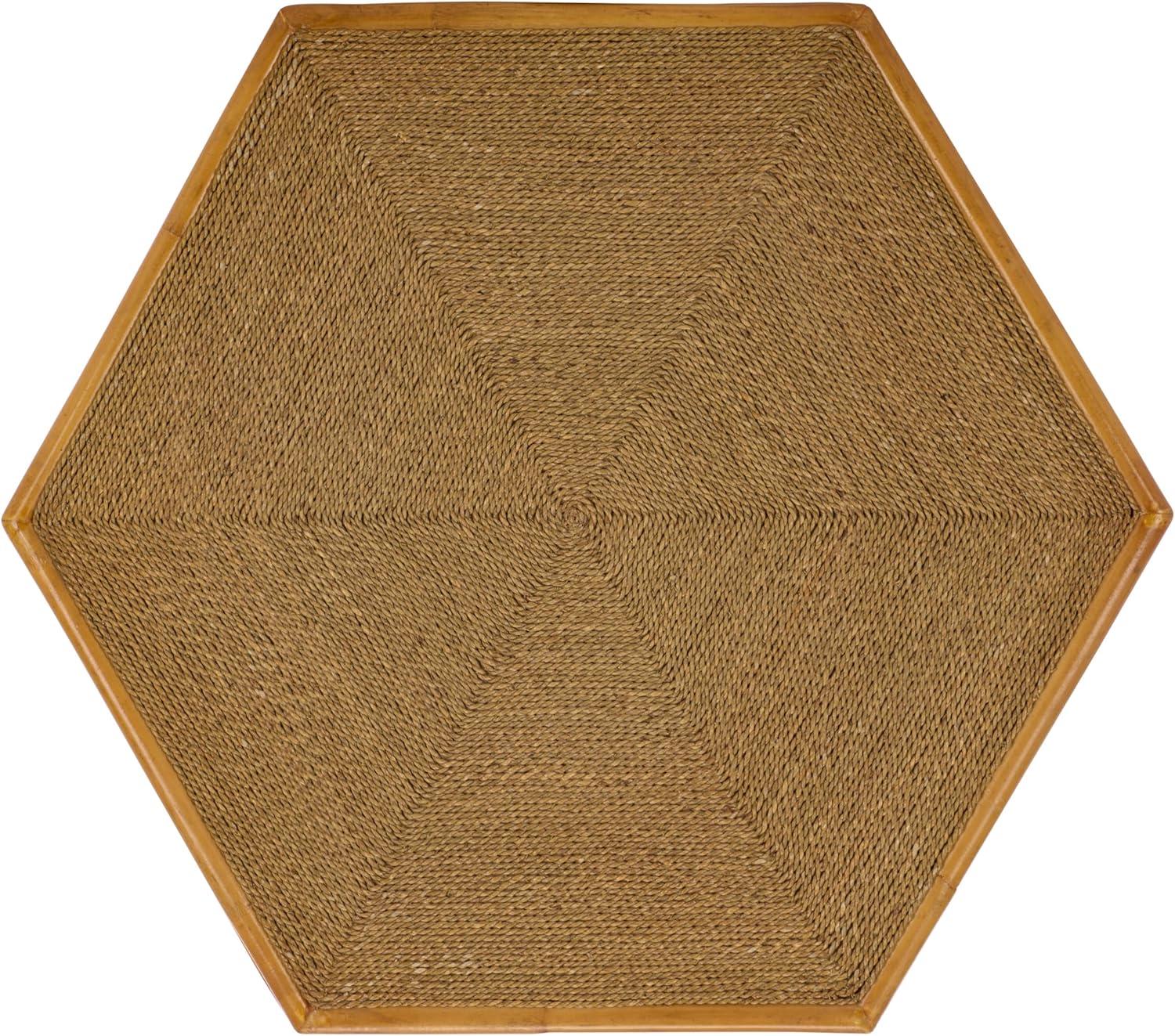 image:imageSAFAVIEH Couture Collection Frederica Rattan amp Seagrass Hexagon Coffee Table Handwoven Natural Fiber Living Room Accent Fully Assembled CWK2037ANatural