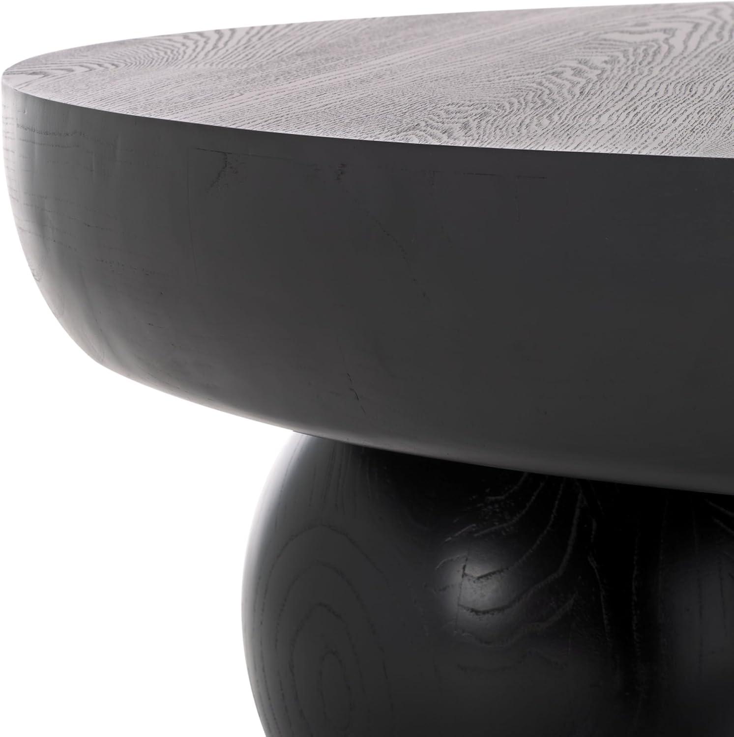 image:imageSAFAVIEH Couture Collection Hayliette Black Round Solid Wood Coffee Table Sculptural Modern Accent Table SFV2309BBlack