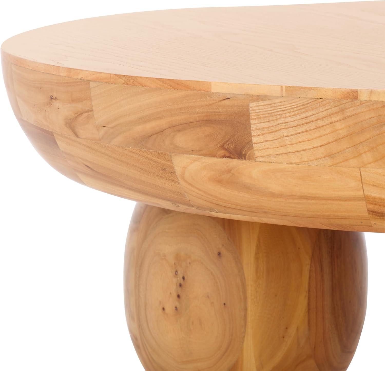 image:imageSAFAVIEH Couture Collection Hayliette Black Round Solid Wood Coffee Table Sculptural Modern Accent Table SFV2309BNatural