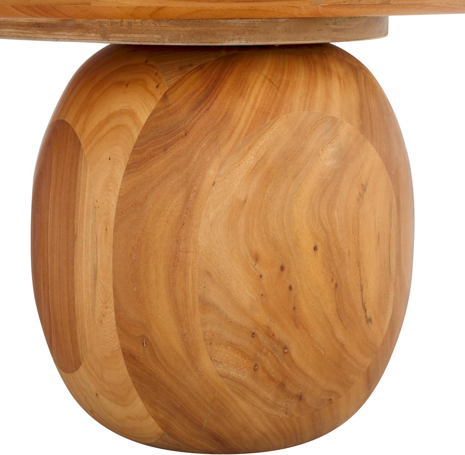 image:imageSAFAVIEH Couture Collection Hayliette Black Round Solid Wood Coffee Table Sculptural Modern Accent Table SFV2309BNatural
