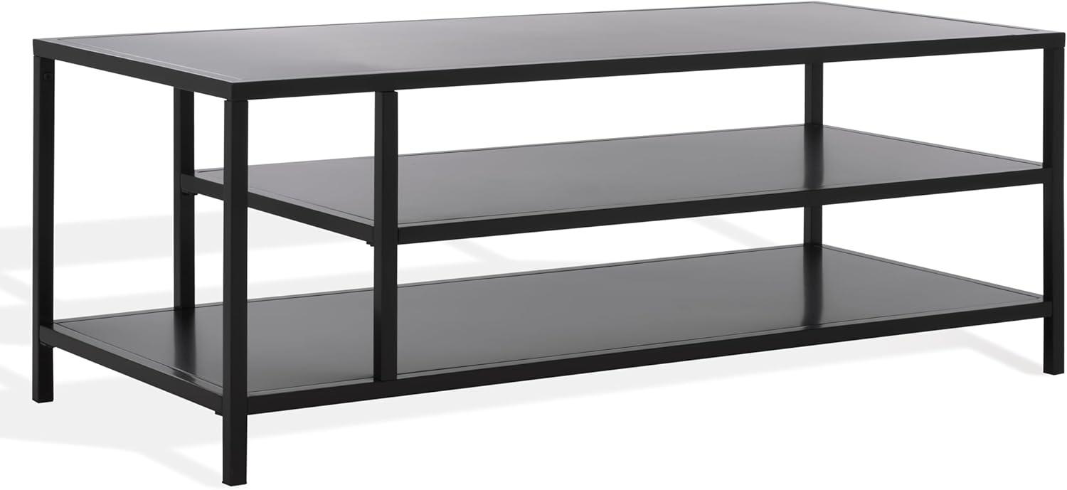 image:imageSAFAVIEH Couture Collection Hodge Black Metal 3Shelf Coffee Table Modern Open Storage Cocktail Table SFV9558ABlack