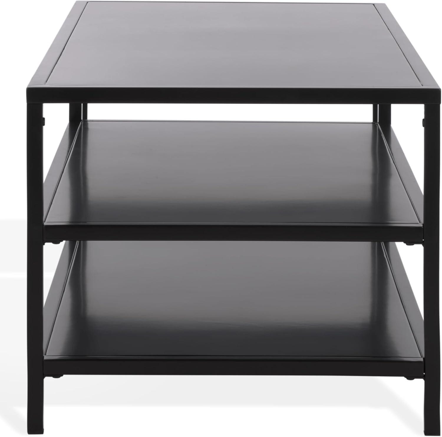 image:imageSAFAVIEH Couture Collection Hodge Black Metal 3Shelf Coffee Table Modern Open Storage Cocktail Table SFV9558ABlack