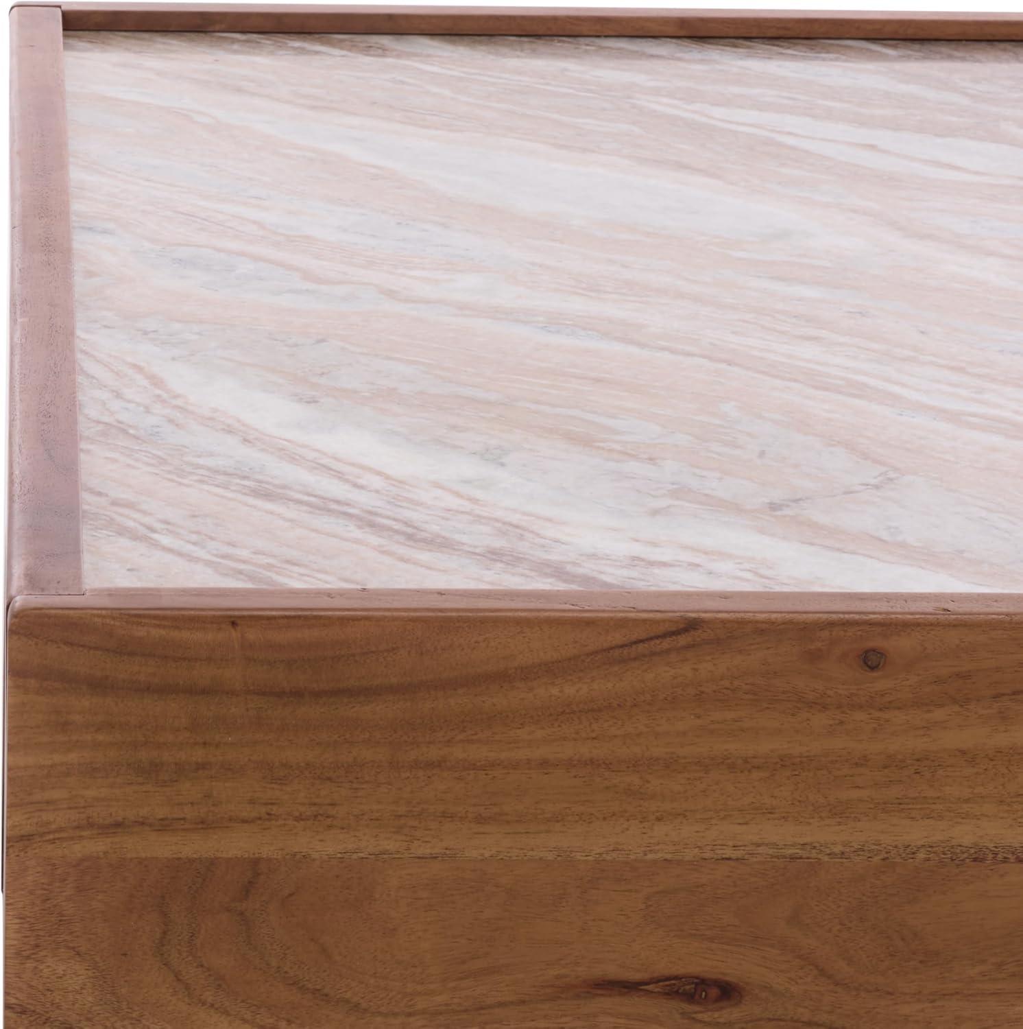 image:imageSAFAVIEH Couture Collection Jaslina Dark Walnut Square Coffee Table with Brown Solid Wood Legs amp Marble Top Modern Accent Cocktail Table SFV9754ADark WalnutBrown