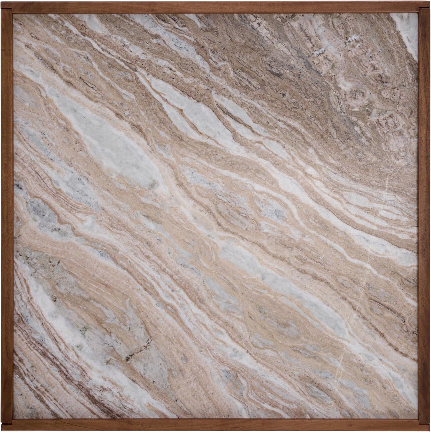 image:imageSAFAVIEH Couture Collection Jaslina Dark Walnut Square Coffee Table with Brown Solid Wood Legs amp Marble Top Modern Accent Cocktail Table SFV9754ADark WalnutBrown