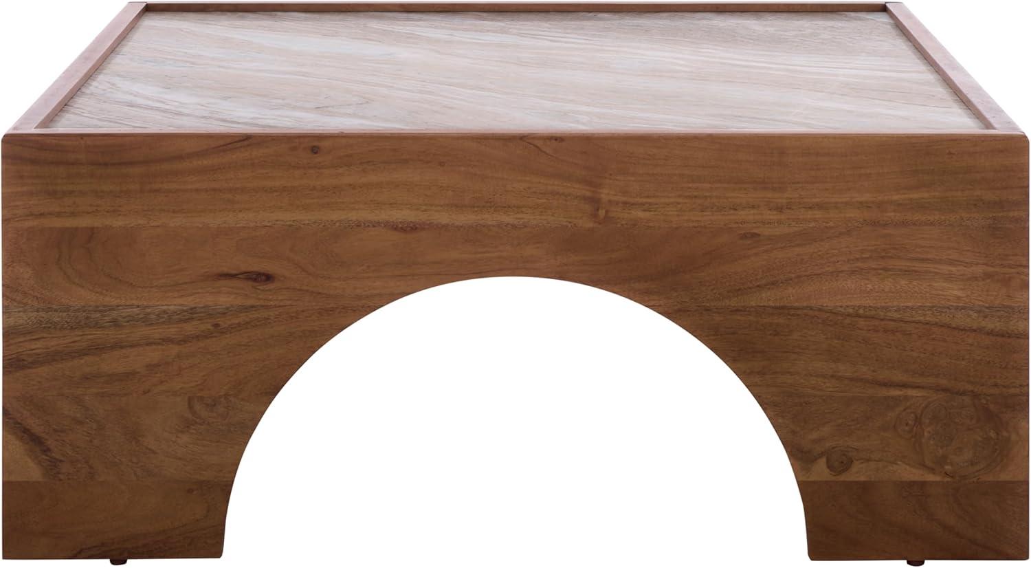 image:imageSAFAVIEH Couture Collection Jaslina Dark Walnut Square Coffee Table with Brown Solid Wood Legs amp Marble Top Modern Accent Cocktail Table SFV9754ADark WalnutBrown