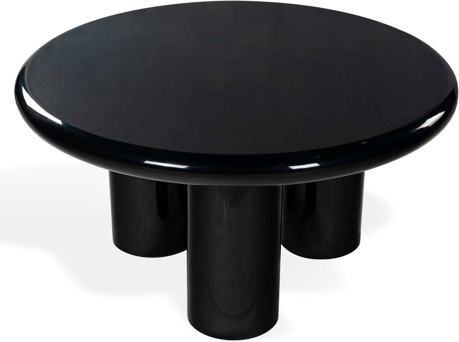 image:imageSAFAVIEH Couture Collection Lolita Red Concrete Coffee Table Round High Gloss Accent Table Modern Sculptural Design SFV2623CBlack