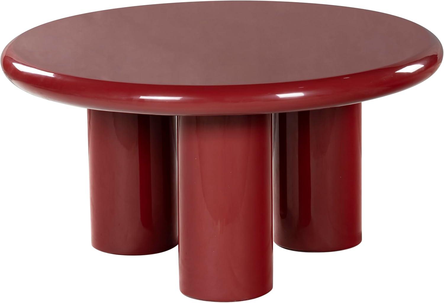 image:imageSAFAVIEH Couture Collection Lolita Red Concrete Coffee Table Round High Gloss Accent Table Modern Sculptural Design SFV2623CRed
