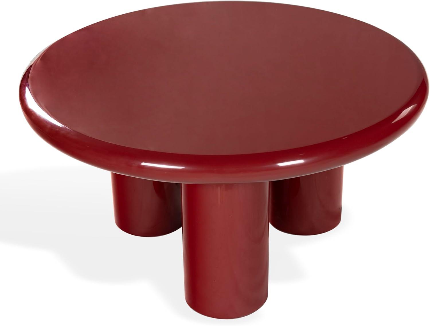 image:imageSAFAVIEH Couture Collection Lolita Red Concrete Coffee Table Round High Gloss Accent Table Modern Sculptural Design SFV2623CRed