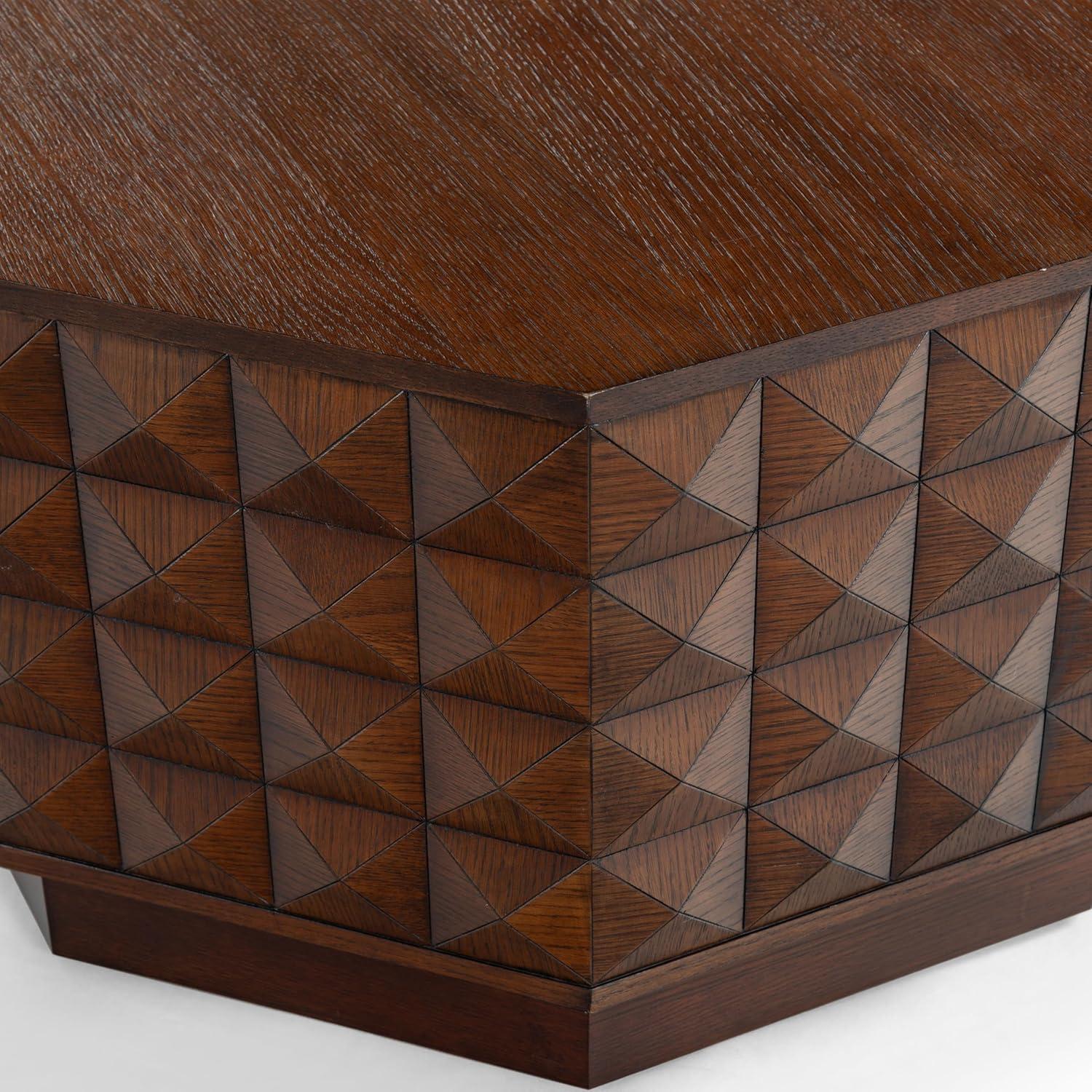 image:imageSAFAVIEH Couture Collection Patty Walnut Octagon Coffee Table Modern Fully Assembled Accent Cocktail Table SFV7253BWalnut