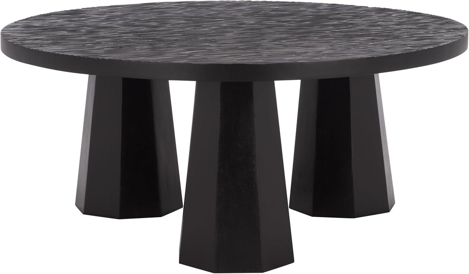 image:imageSAFAVIEH Couture Collection Petra Clara Black Solid Wood Coffee Table Round 3Leg Design Sculptural Modern Statement SFV5790ABlack