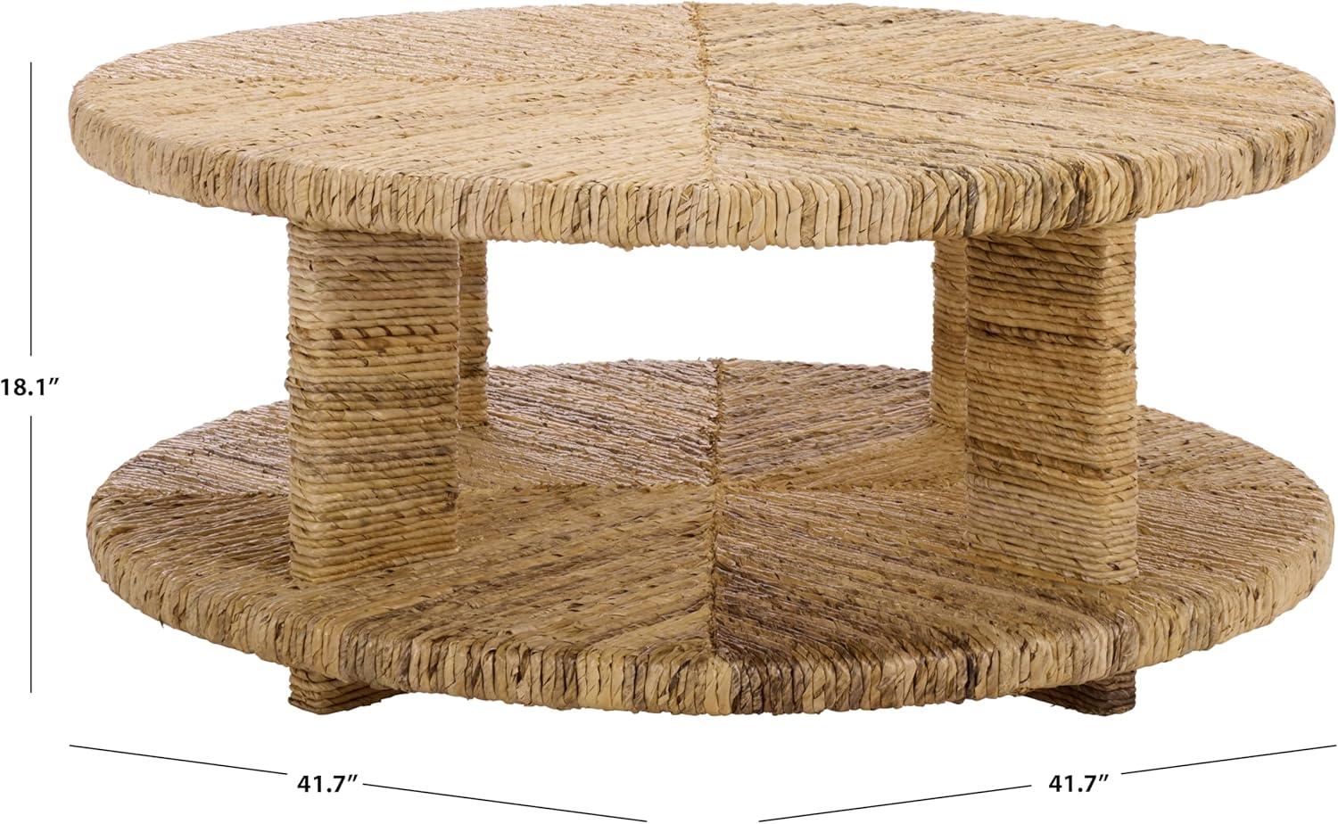 image:imageSAFAVIEH Couture Collection Rolando Natural Abaca Coffee Table Round Woven Accent Table Fully Assembled CWK2027ANatural