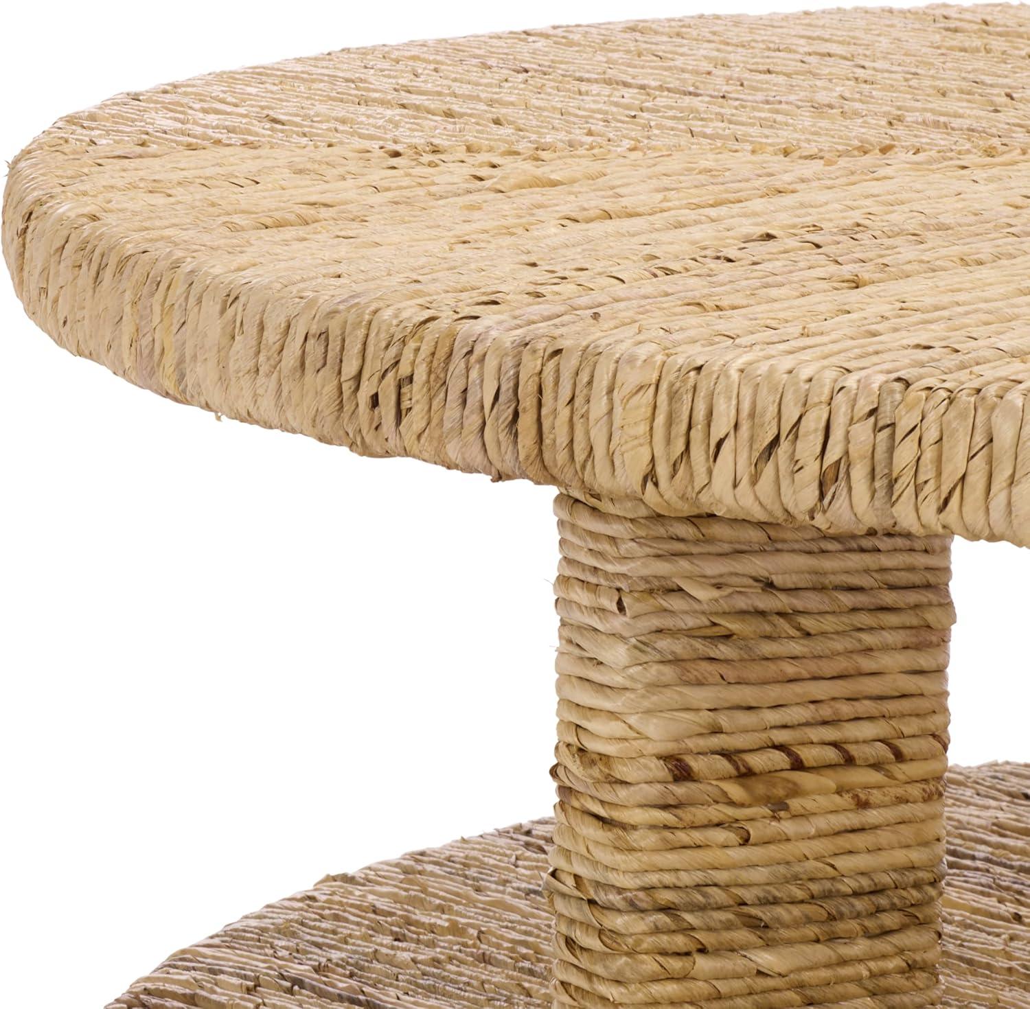 image:imageSAFAVIEH Couture Collection Rolando Natural Abaca Coffee Table Round Woven Accent Table Fully Assembled CWK2027ANatural