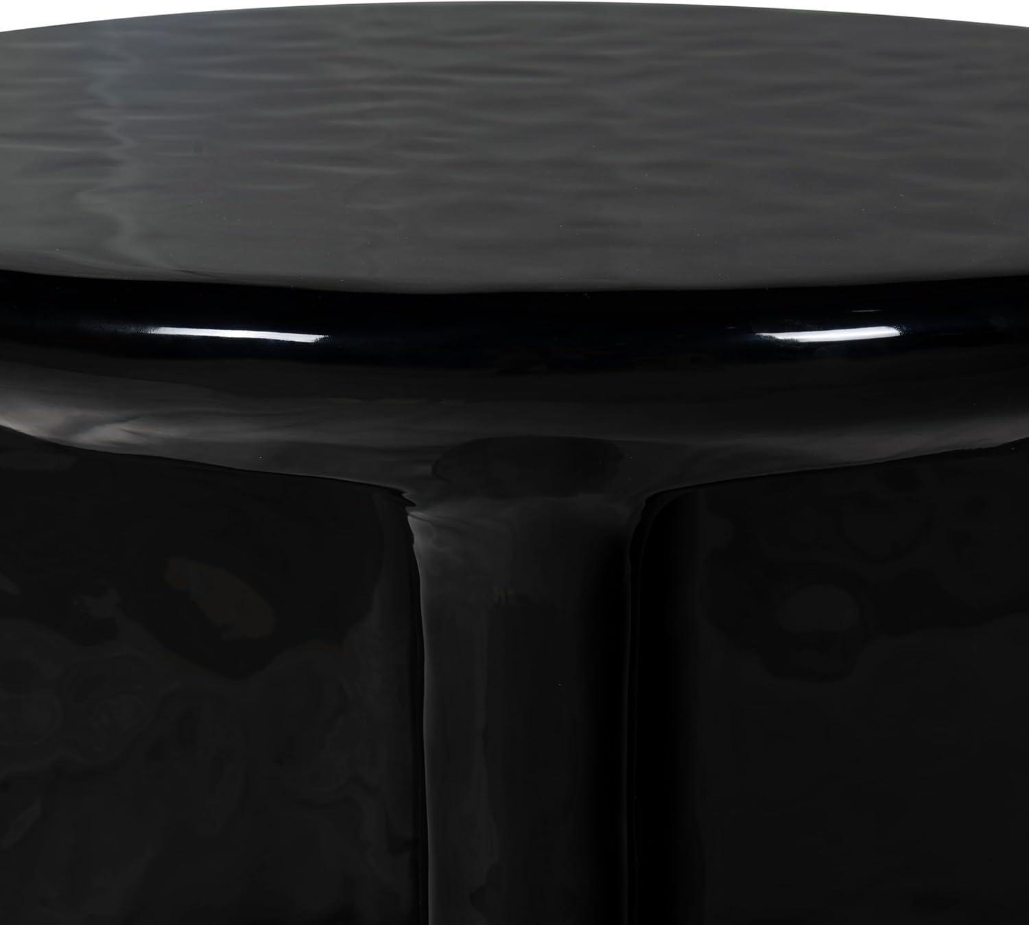 image:imageSAFAVIEH Couture Collection Tressarose Black Concrete Coffee Table Round High Gloss Accent Table Modern Sculptural Design Fully Assembled SFV2625ABlack