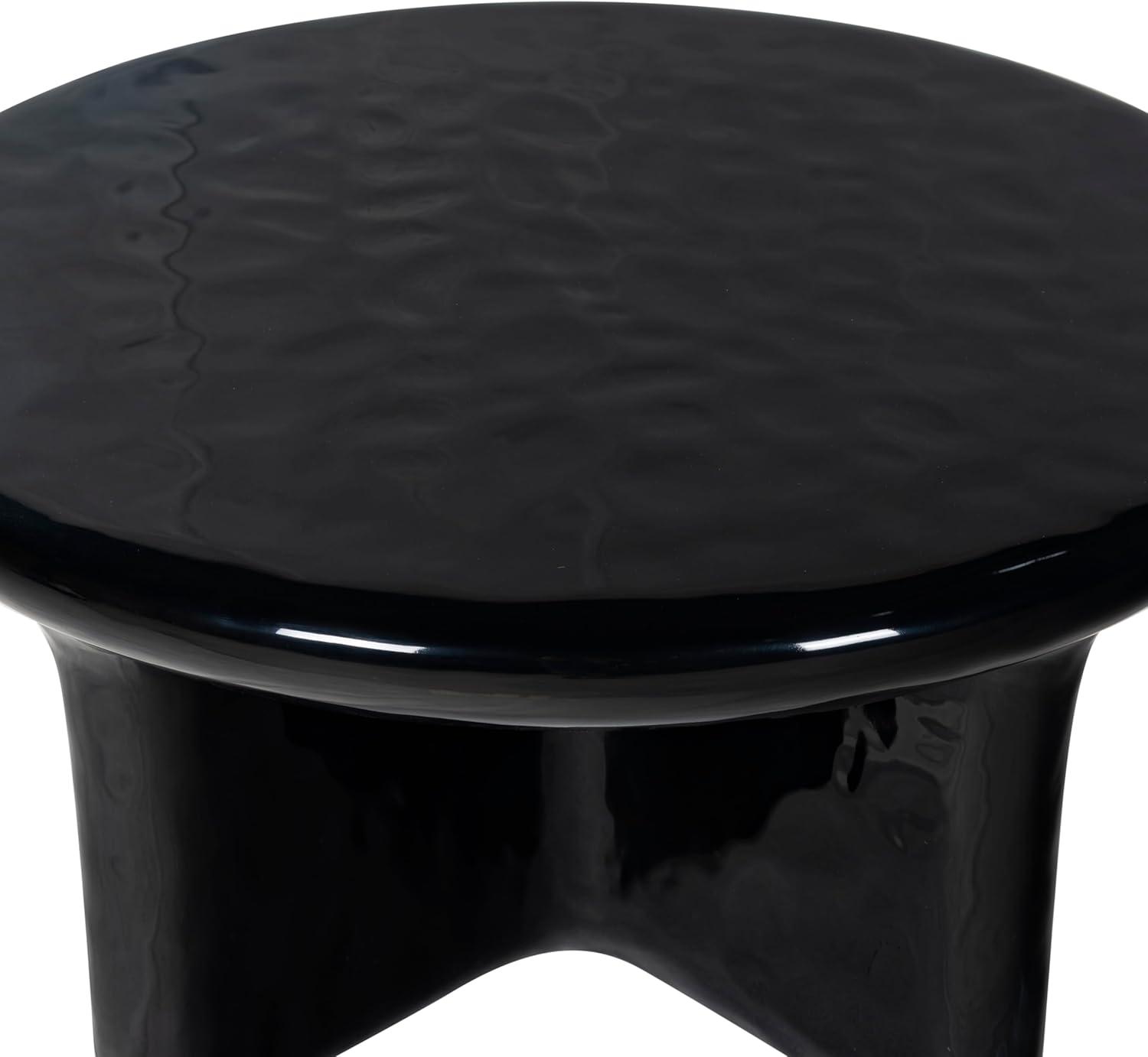 image:imageSAFAVIEH Couture Collection Tressarose Black Concrete Coffee Table Round High Gloss Accent Table Modern Sculptural Design Fully Assembled SFV2625ABlack