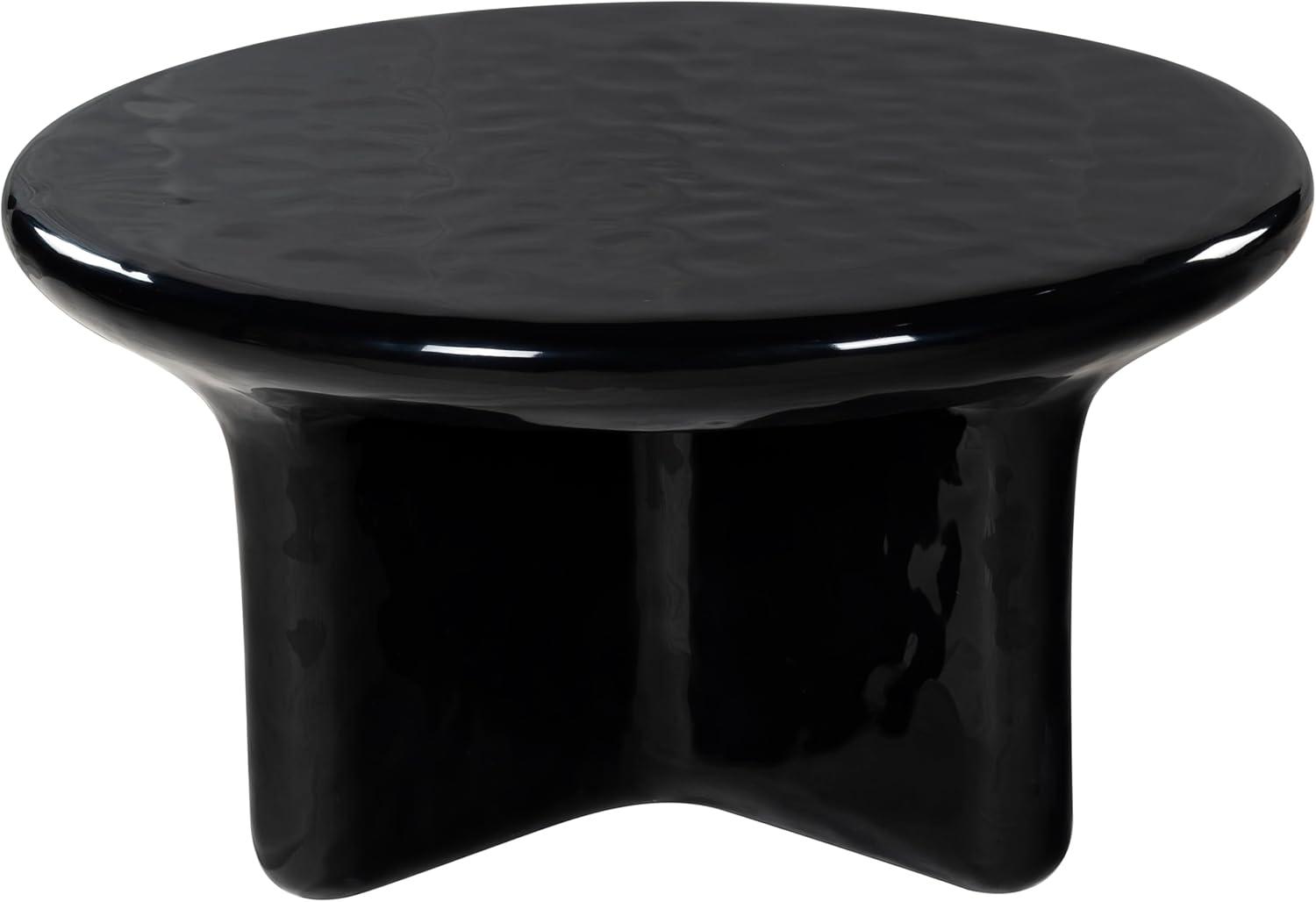 image:imageSAFAVIEH Couture Collection Tressarose Black Concrete Coffee Table Round High Gloss Accent Table Modern Sculptural Design Fully Assembled SFV2625ABlack