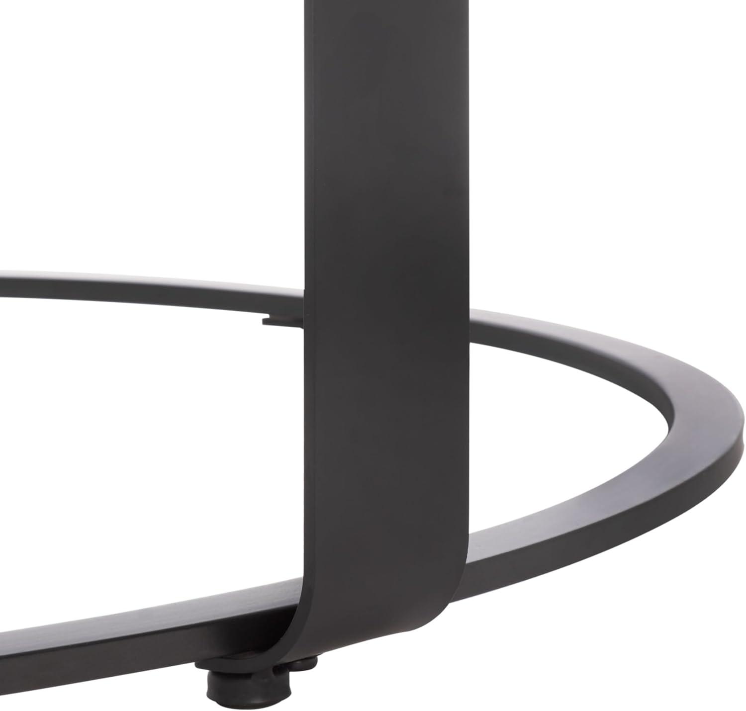 image:imageSAFAVIEH Couture Collection Tyrese Black Metal Coffee Table Round Clear Glass Top Modern Minimalist Accent Table SFV3005ABlackClear