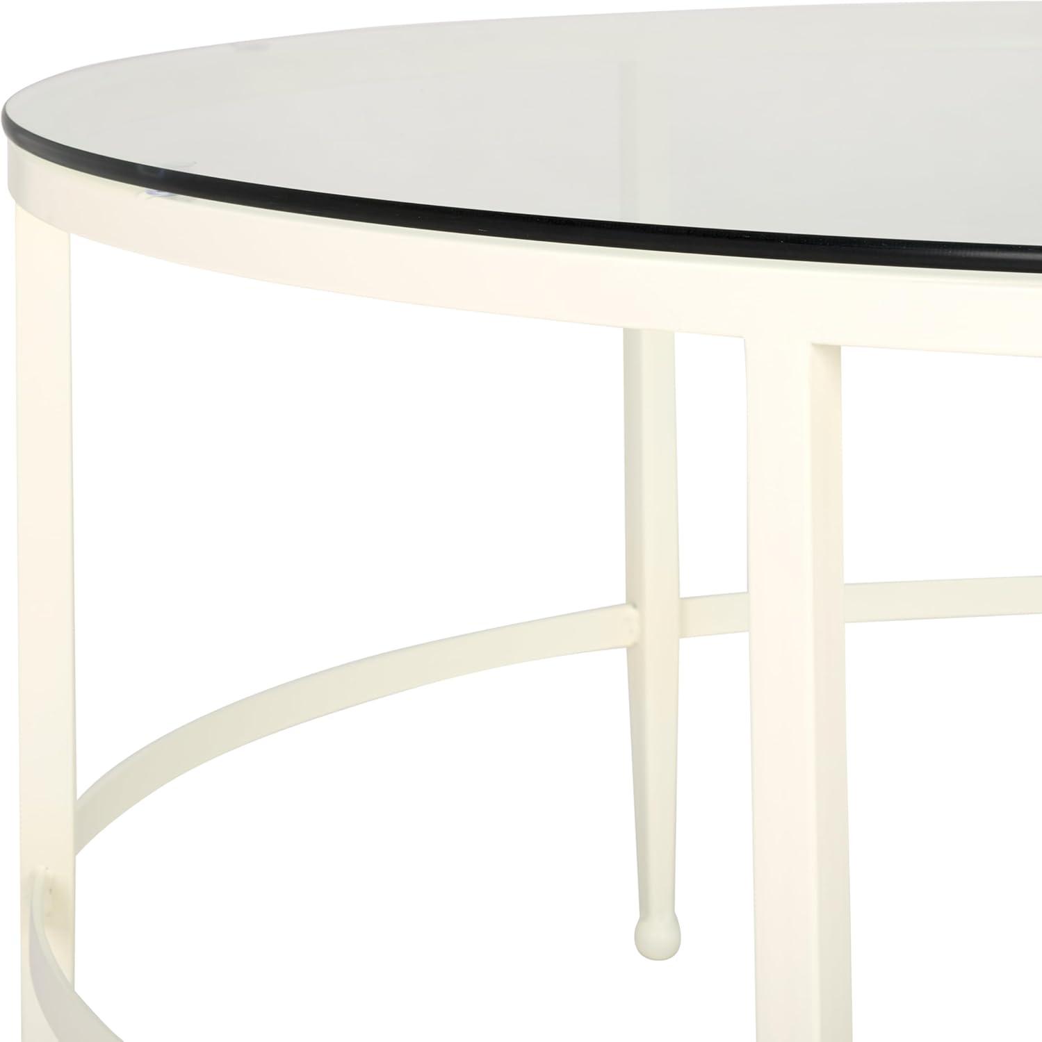 image:imageSAFAVIEH Couture Collection Edmund White Glass Top Cocktail TableWhite