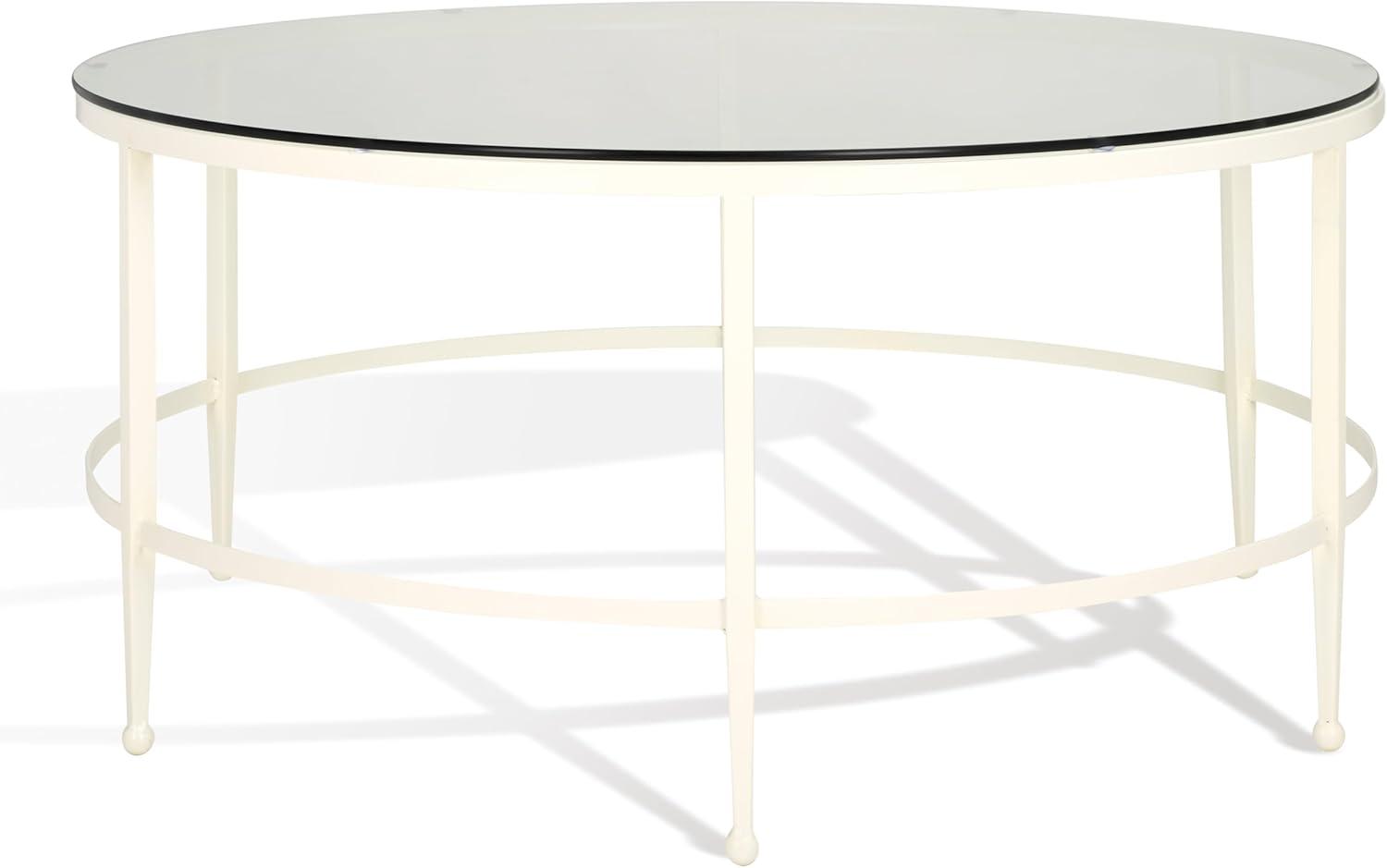 image:imageSAFAVIEH Couture Collection Edmund White Glass Top Cocktail TableWhite