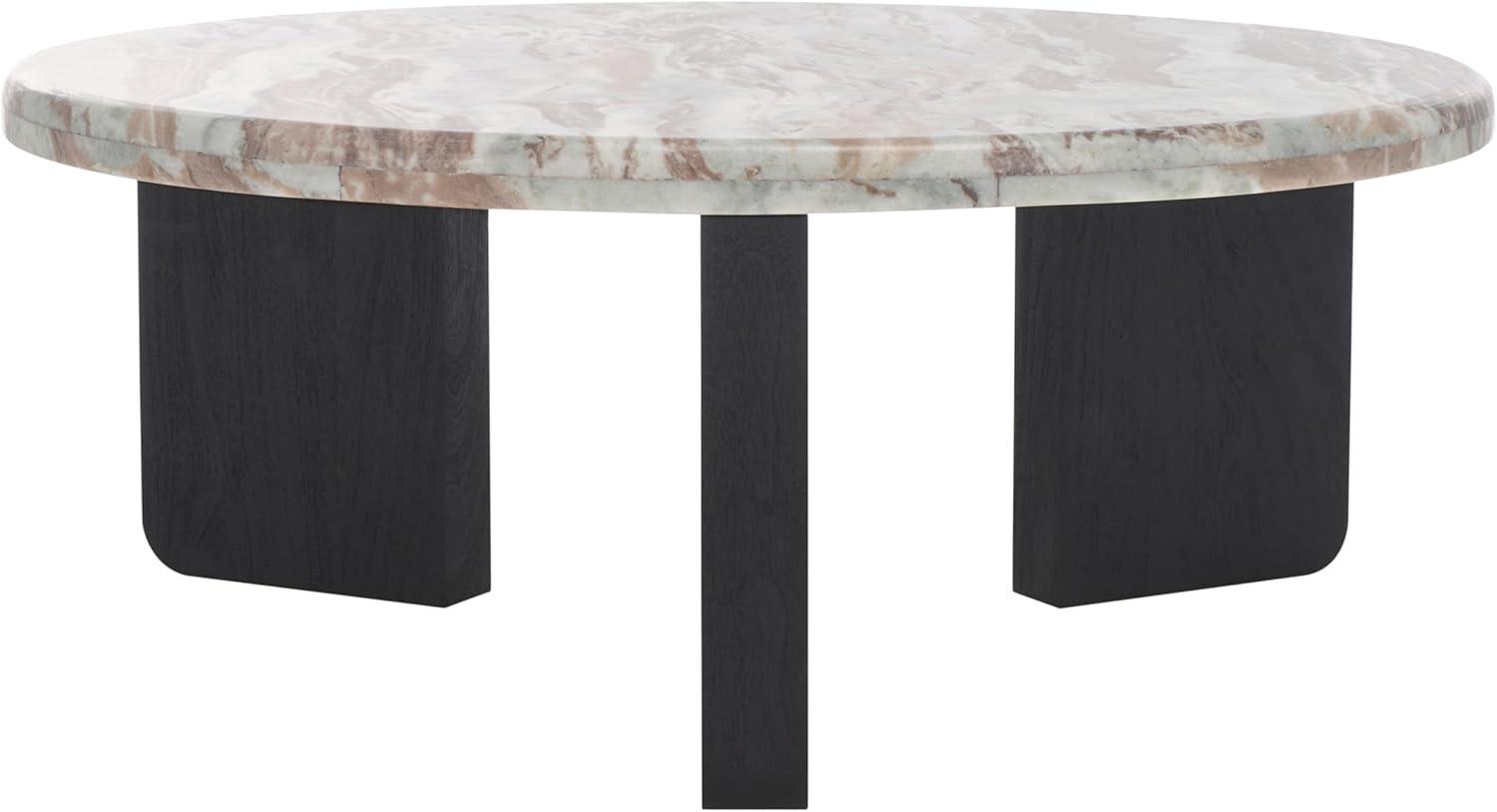 image:imageSAFAVIEH Couture Collection Malkin BrownBlack Marble Round Coffee TableBrownBlack