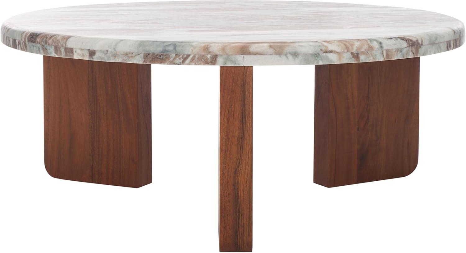 image:imageSAFAVIEH Couture Collection Malkin BrownBlack Marble Round Coffee TableBrownDark Brown