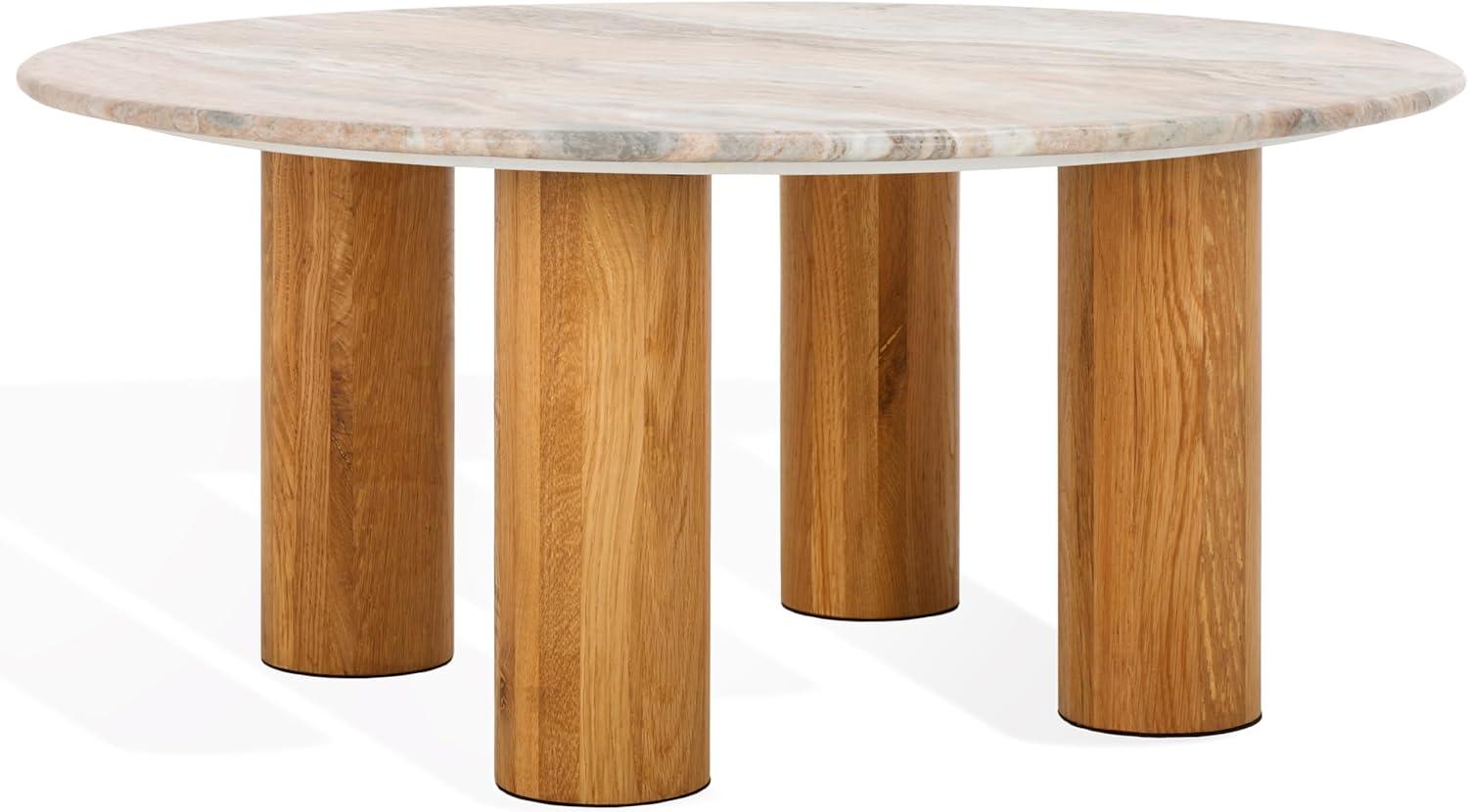 image:imageSAFAVIEH Couture Collection Tylee Brown Solid WoodMarble Coffee TableBrownNatural