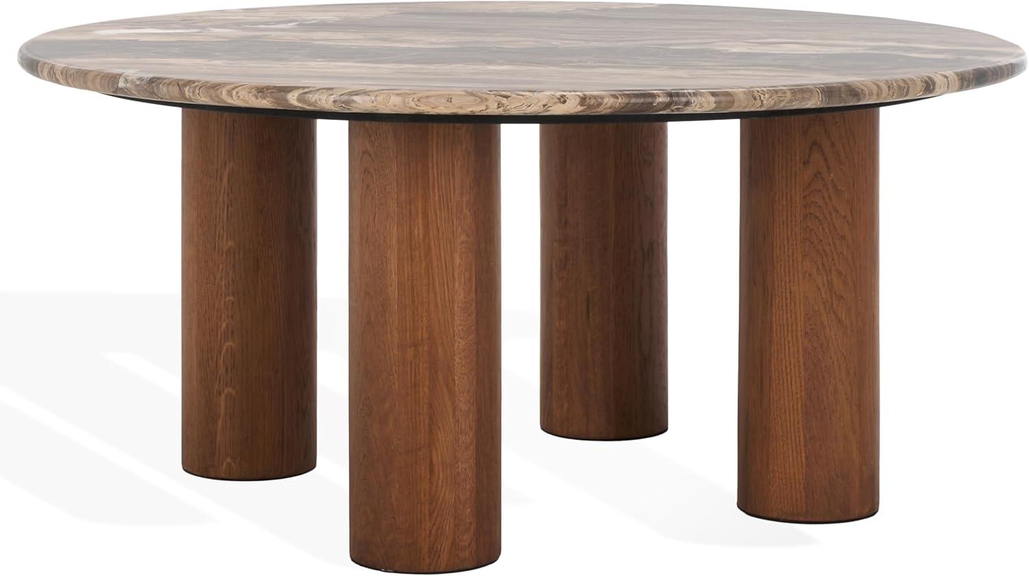 image:imageSAFAVIEH Couture Collection Tylee Brown Solid WoodMarble Coffee TableDark BrownWalnut