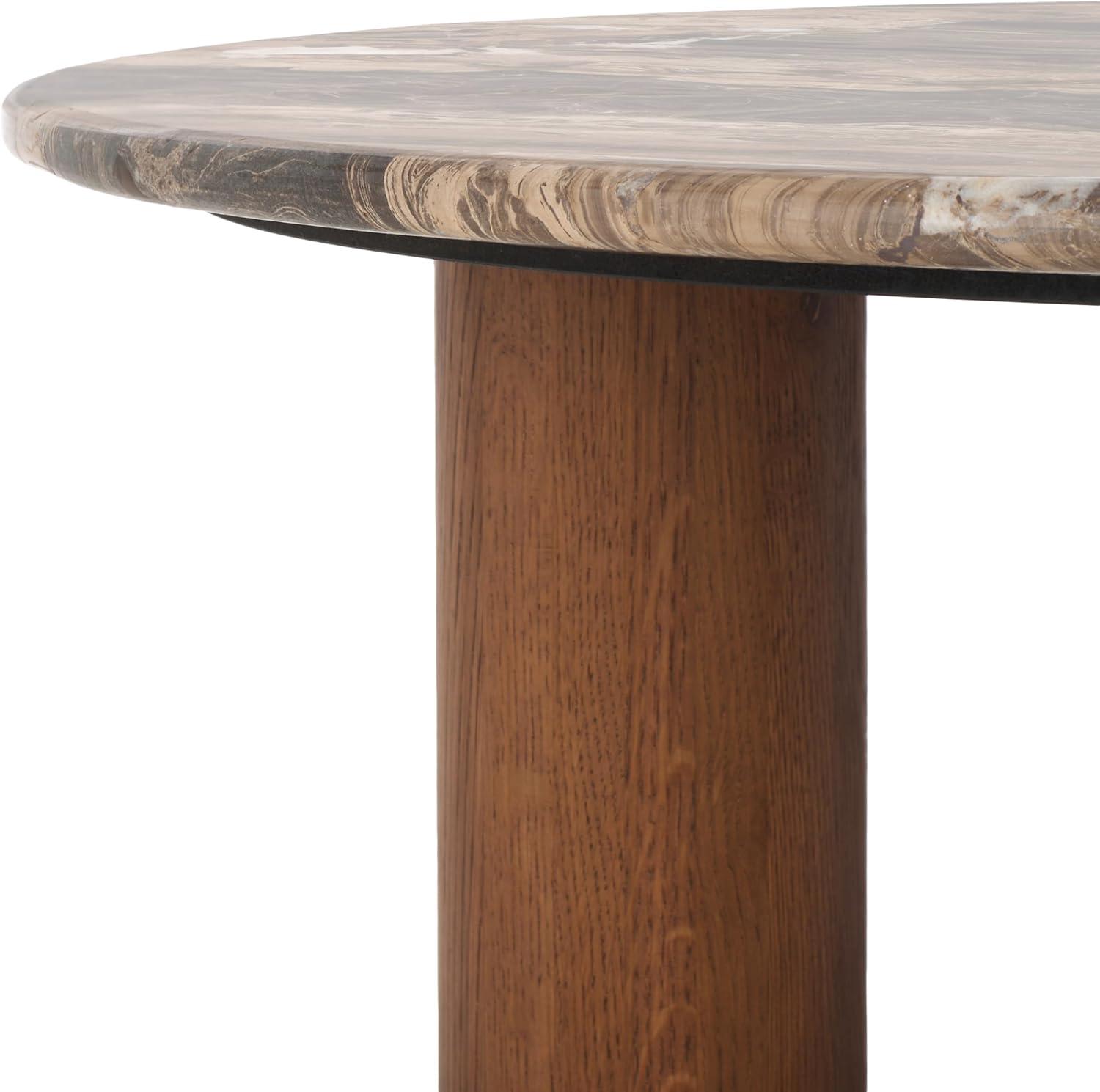 image:imageSAFAVIEH Couture Collection Tylee Brown Solid WoodMarble Coffee TableDark BrownWalnut