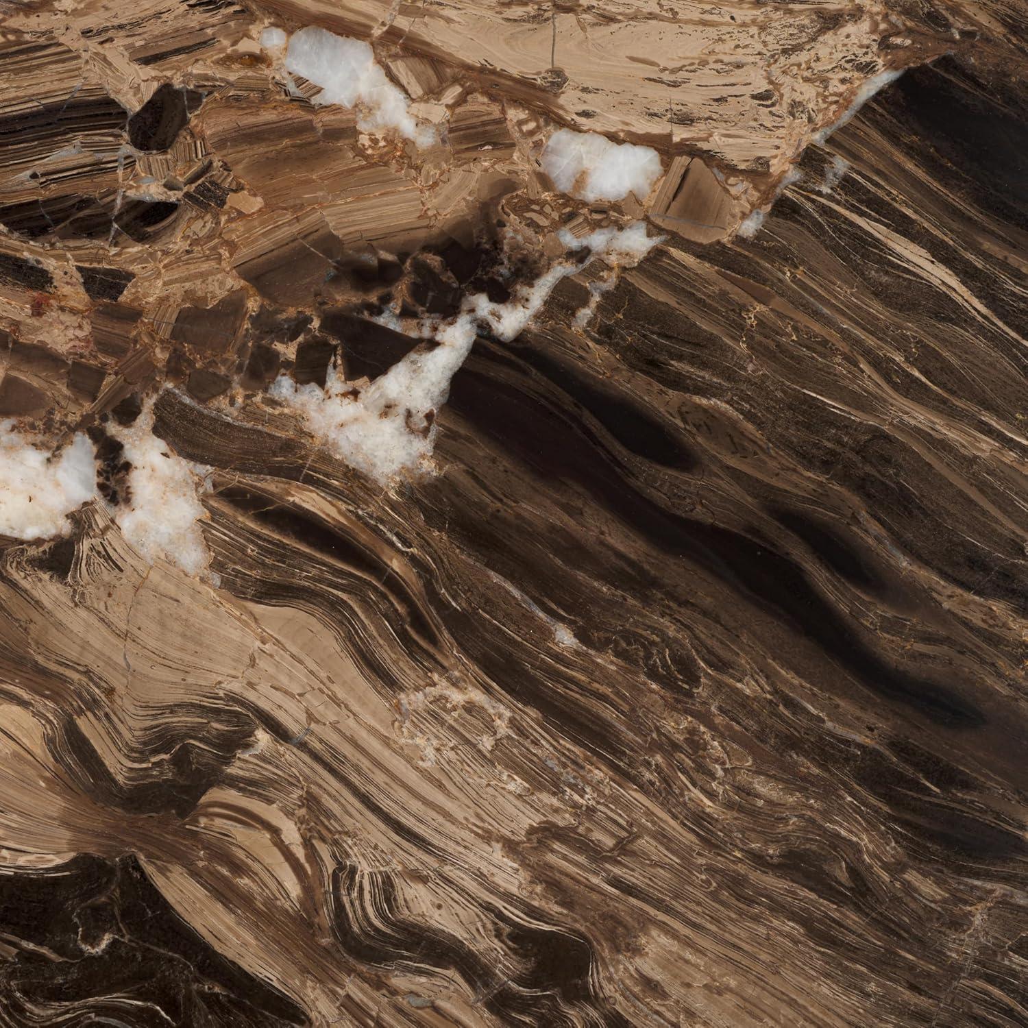image:imageSAFAVIEH Couture Collection Tylee Brown Solid WoodMarble Coffee TableDark BrownWalnut