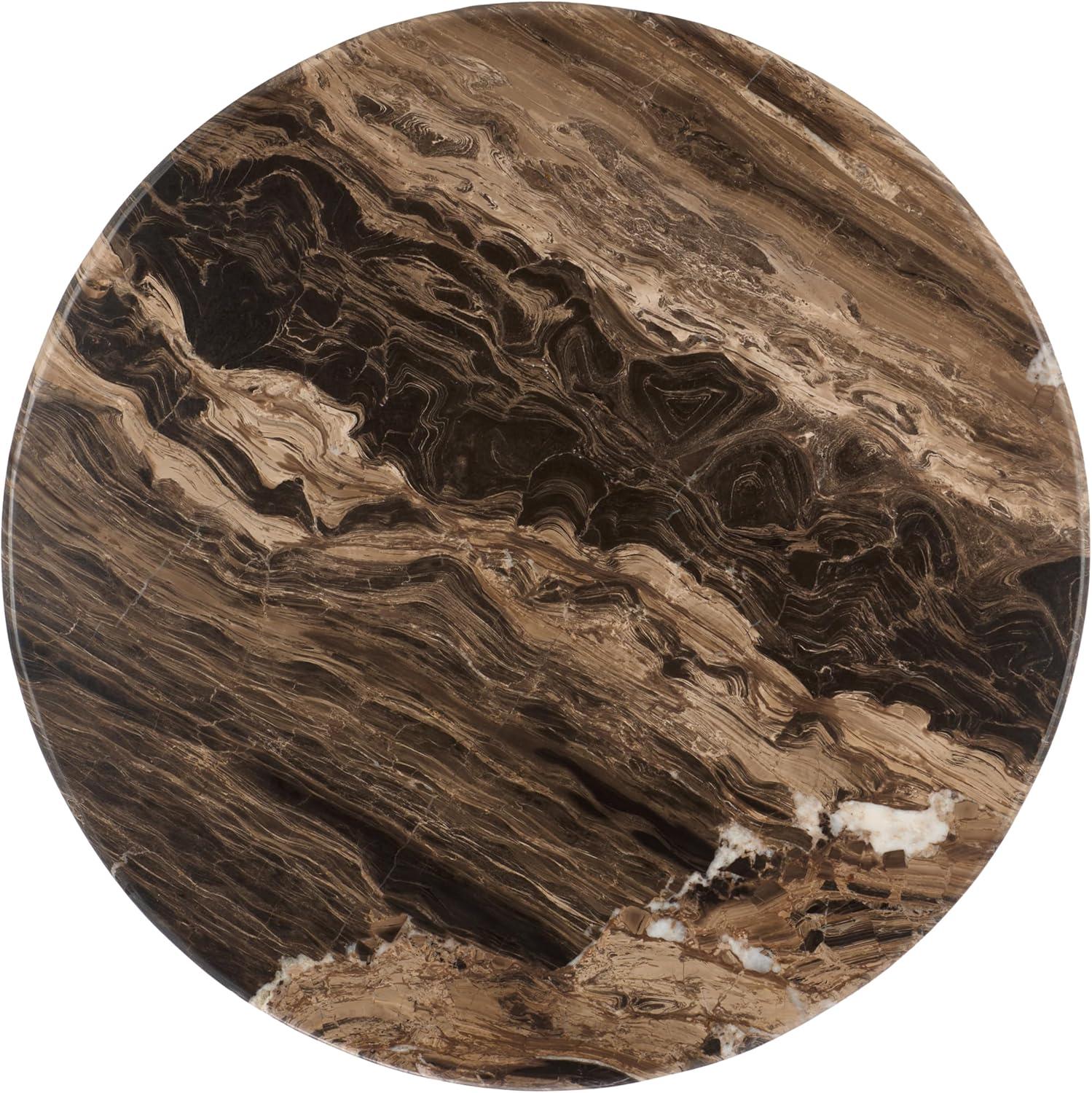 image:imageSAFAVIEH Couture Collection Tylee Brown Solid WoodMarble Coffee TableDark BrownWalnut