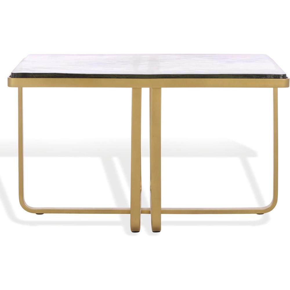 image:imageSAFAVIEH Couture Collection Dominic Cast Brass amp Clear Glass Rectangular Coffee Table Modern Accent Cocktail Table SFV7918ABrassClear