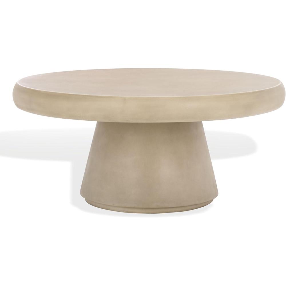 image:imageSAFAVIEH Couture Collection  Hayleen Light Grey Round Concrete Coffee Table Modern IndoorOutdoor Accent Table SFV2603ALight Grey