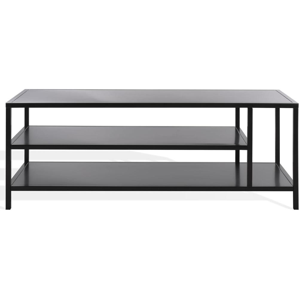 image:imageSAFAVIEH Couture Collection  Hodge Black Metal 3Shelf Coffee Table Modern Open Storage Cocktail Table SFV9558ABlack